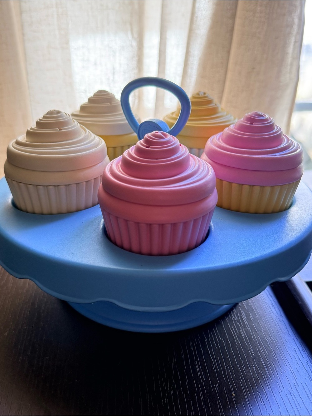 Kids toy cupcakes on stand